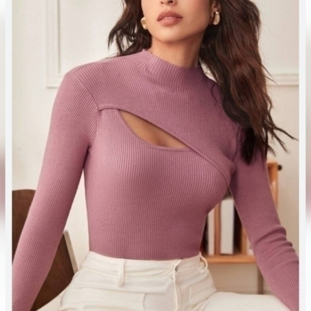 Self Esteem lightweight ribbed long sleeve cut out size XL NWT